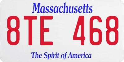 MA license plate 8TE468