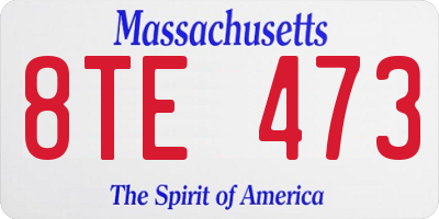 MA license plate 8TE473
