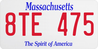 MA license plate 8TE475