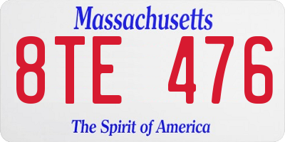 MA license plate 8TE476
