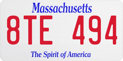 MA license plate 8TE494