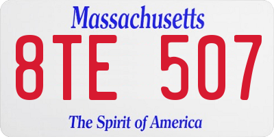 MA license plate 8TE507
