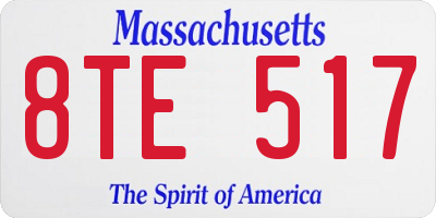 MA license plate 8TE517