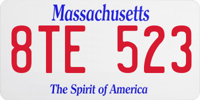 MA license plate 8TE523