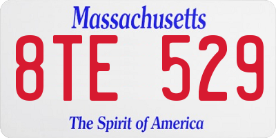 MA license plate 8TE529