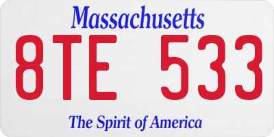 MA license plate 8TE533