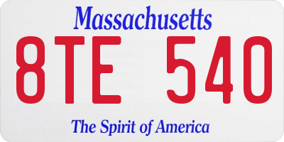 MA license plate 8TE540