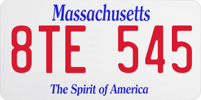 MA license plate 8TE545