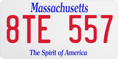 MA license plate 8TE557