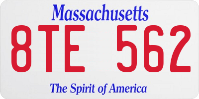 MA license plate 8TE562