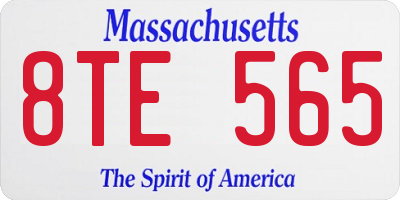 MA license plate 8TE565
