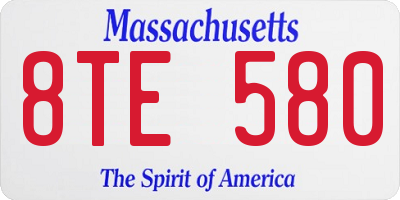 MA license plate 8TE580