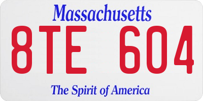 MA license plate 8TE604