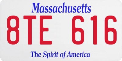 MA license plate 8TE616
