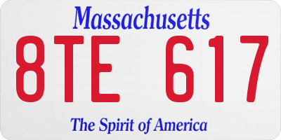 MA license plate 8TE617