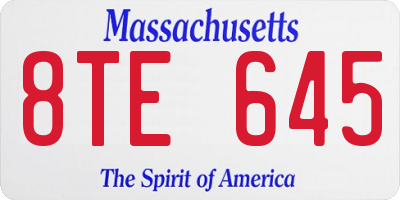 MA license plate 8TE645