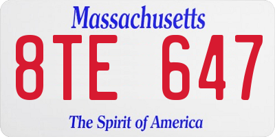 MA license plate 8TE647
