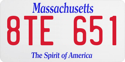 MA license plate 8TE651
