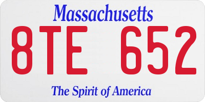 MA license plate 8TE652