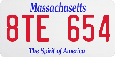 MA license plate 8TE654