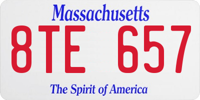 MA license plate 8TE657