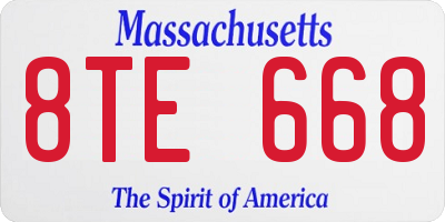 MA license plate 8TE668
