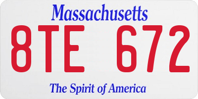 MA license plate 8TE672