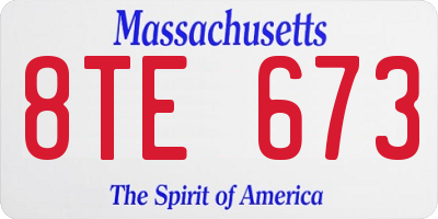 MA license plate 8TE673