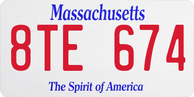 MA license plate 8TE674