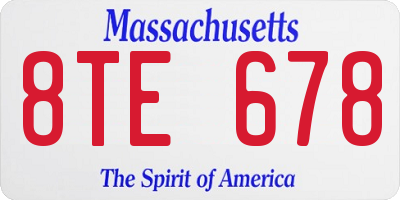 MA license plate 8TE678