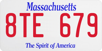 MA license plate 8TE679
