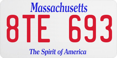 MA license plate 8TE693
