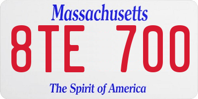 MA license plate 8TE700