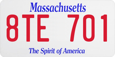 MA license plate 8TE701