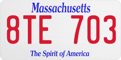 MA license plate 8TE703