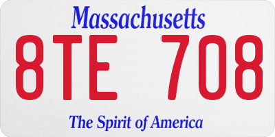 MA license plate 8TE708