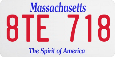 MA license plate 8TE718