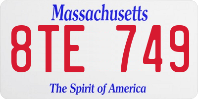 MA license plate 8TE749