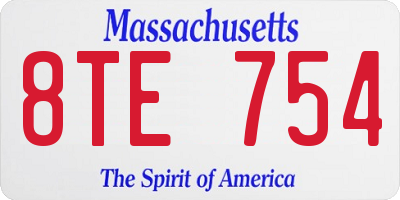MA license plate 8TE754