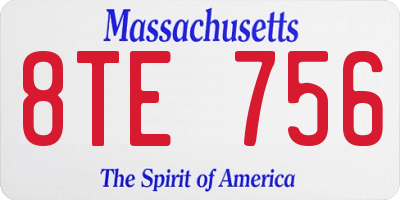 MA license plate 8TE756