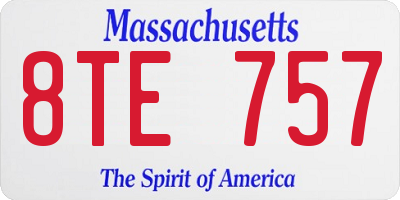 MA license plate 8TE757