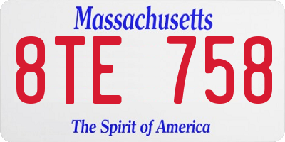 MA license plate 8TE758