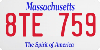 MA license plate 8TE759