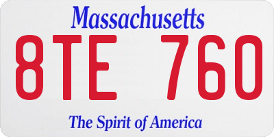 MA license plate 8TE760