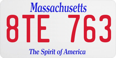 MA license plate 8TE763