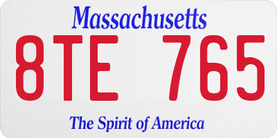 MA license plate 8TE765