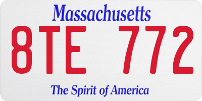 MA license plate 8TE772