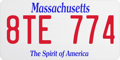 MA license plate 8TE774