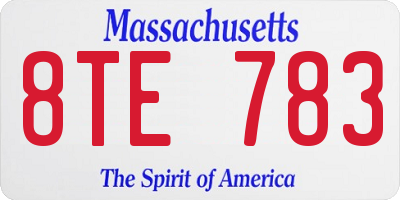 MA license plate 8TE783