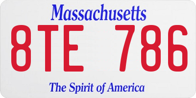 MA license plate 8TE786